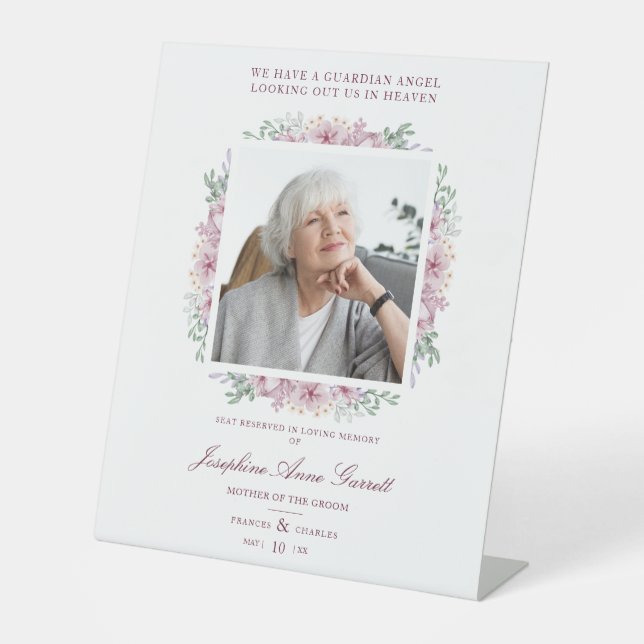 Signe De Table Photo Mariage du Souvenir Chers Tons Rose (Recto)