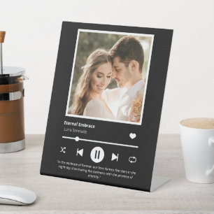 Signe De Table Photo Music Player Personnalisé Noir