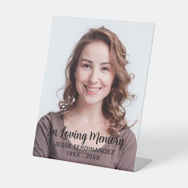 Signe De Table Photo personnalisée Hommage commémoratif funéraire (Recto)