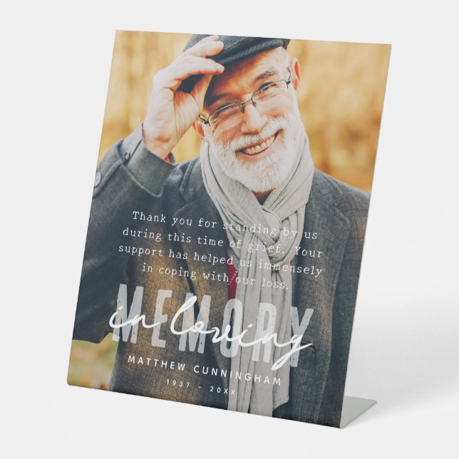 Signe De Table Photo simple et moderne Memorial (Recto)