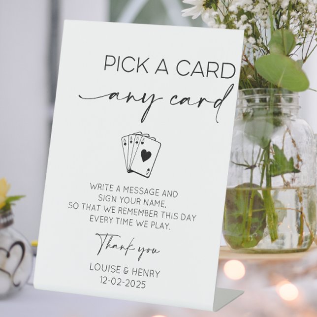 Signe De Table Pick A Card Any Card Guestbook (Pick a card any card, sign our playing cards guest book)