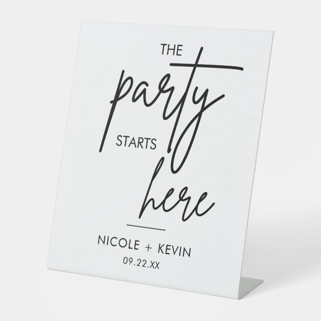 Signe De Table Pied de bienvenue de mariage "La fête commence ici (Recto)