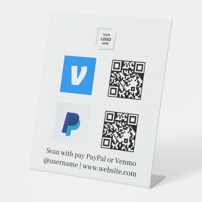 Signe De Table Piedestal de logo de numérisation de code QR Venmo (Recto)