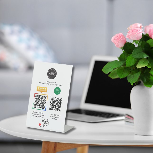 Signe De Table Piedestal de paiement avec code QR de logo personn (Créateur téléchargé)