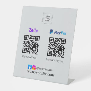 Signe De Table Piedestal de paiement gris Zelle PayPal par scan d