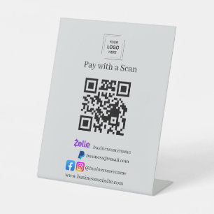 Signe De Table Piedestal de paiement gris Zelle PayPal par scan d