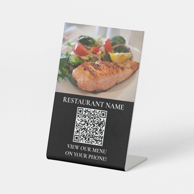 Signe De Table Piedestal de signalisation de code QR de menu numé (Recto)