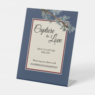 Signe De Table Pine Bleu Mariage d'hiver Capture l'Amour