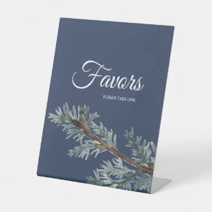 Signe De Table Pine Bleu Mariage d'hiver Faveurs Piédestal