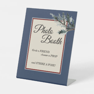 Signe De Table Pine Bleu Mariage d'hiver Photo Booth Pedestal Sig