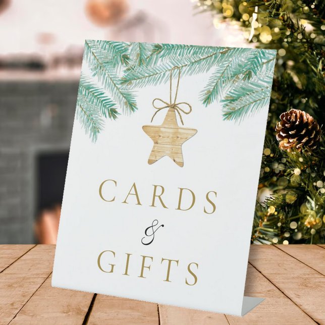 Signe De Table Pine d'aquarelle Pough Mariage d'hiver Cartes et c (Créateur téléchargé)