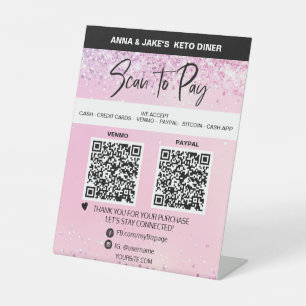 Signe De Table *~* PINK - 2 QR PAIEMENT - Table de table de table