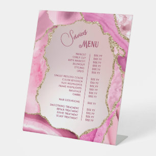 Signe De Table Pink Agate Faux Foil Services Menu