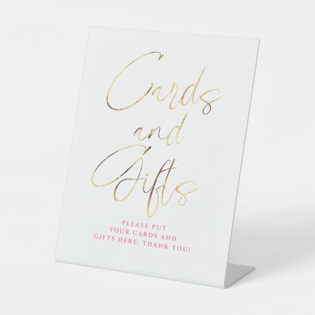 Signe De Table Pink and Gold Cards and Gifts Bridal Shower (Recto)