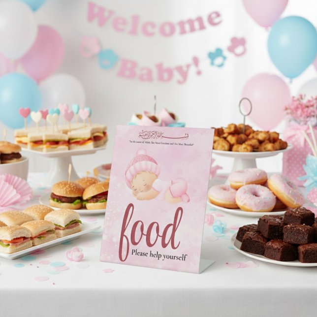 Signe De Table Pink Aqeeqah Baby girl Food Sign (Créateur téléchargé)