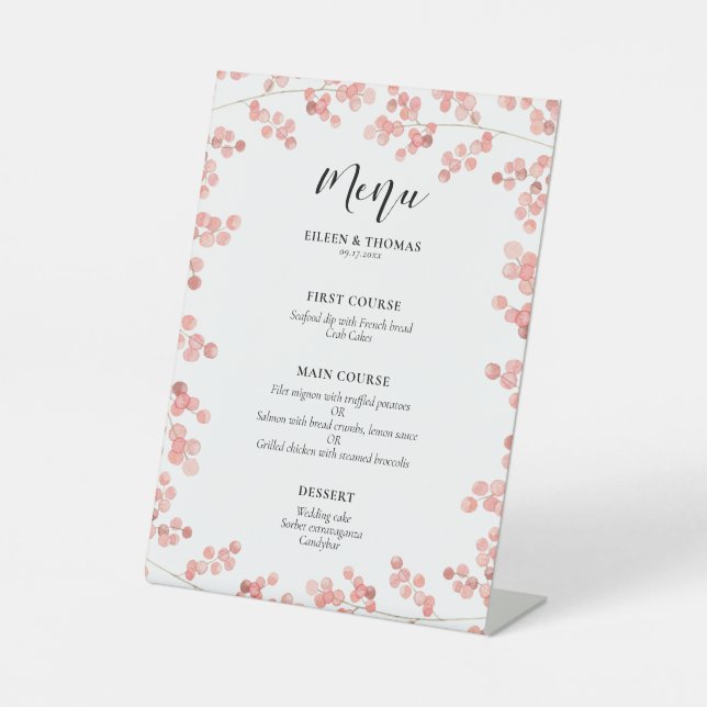 Signe De Table Pink Baby's Breath Floral menu mariage (Recto)