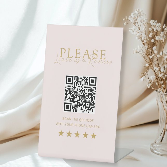 Signe De Table Pink-Beige-Gold Minimal Elegant Salon Social Media (Pink-Beige-Gold Minimal Elegant Salon Social Media Pedestal Sign)