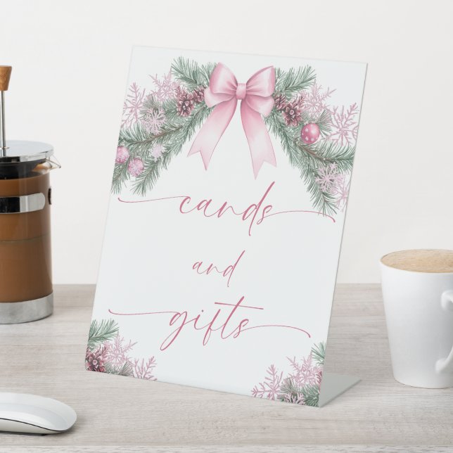 Signe De Table Pink Bow Christmas Cards and Gifts (In SItu)