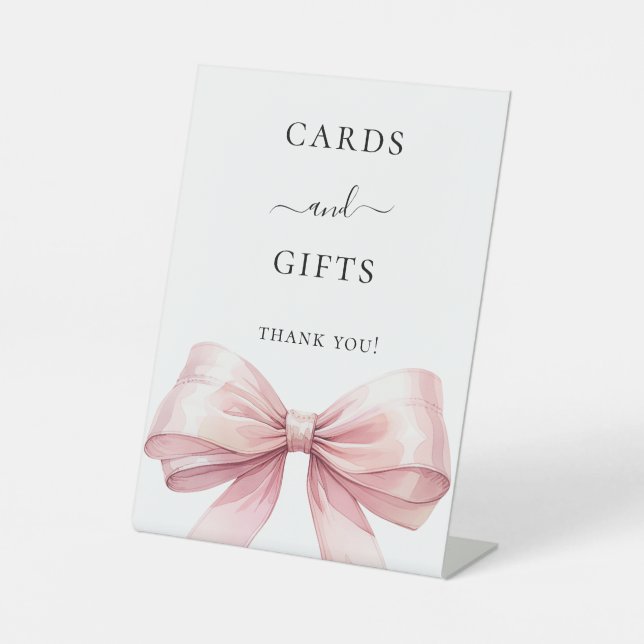 Signe De Table Pink bow party cards gifts sign (Recto)