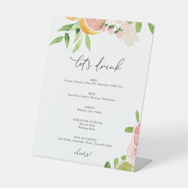 Signe De Table Pink Citrus Buvons Barre Signal (Recto)