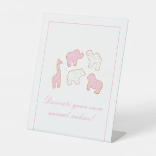 Signe De Table Pink Frosted décorez votre propre Animal Cookie