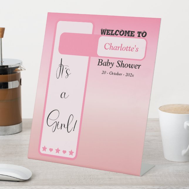 Signe De Table Pink Gradient Cute Eyeball Baby Shower Welcome (In SItu)