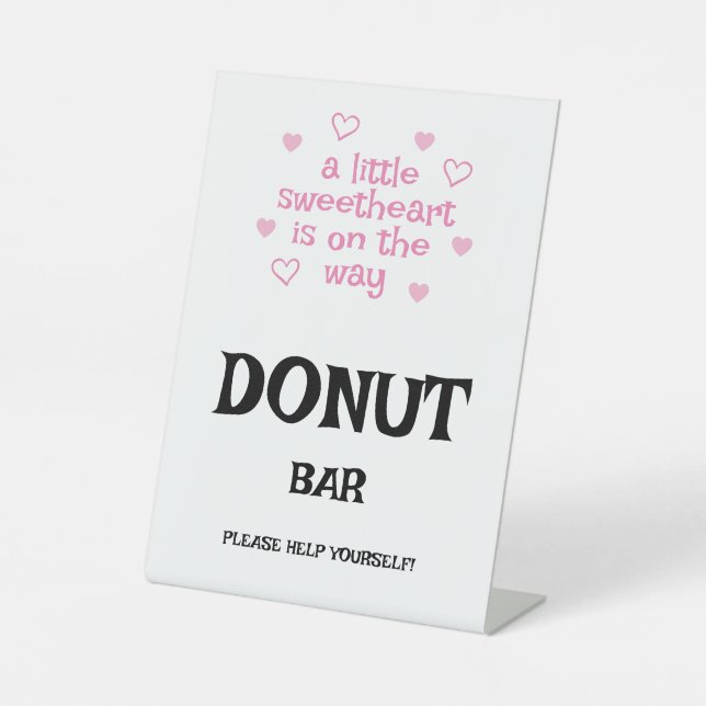 Signe De Table Pink hearts Donut Bar Shower  (Recto)