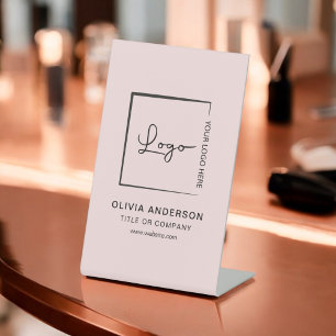 Signe De Table Pink Minimaliste Business Logo Professionnel Moder
