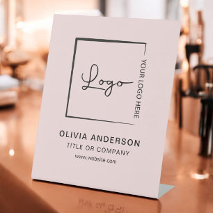 Signe De Table Pink Minimaliste Business Logo Professionnel Moder