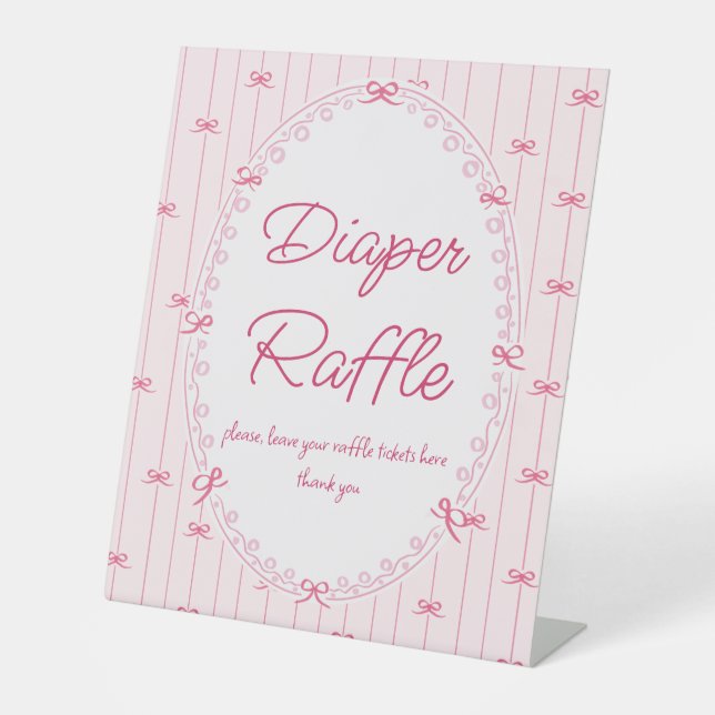 Signe De Table Pink preppy hand drawn baby shower raffle sign (Recto)