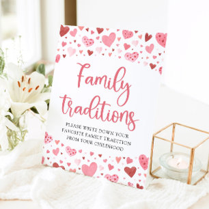 Signe De Table Pink Red Hearts Famille Traditions Baby shower Sig