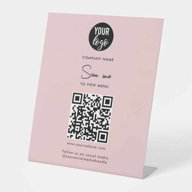 Signe De Table Pink Scan Me To View Menu Order QR Code (Recto)