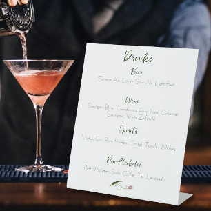 Signe De Table Pink Tulip Floral Boissons Menu