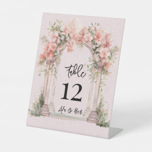 Signe De Table Pink Watercolor Church Mariage Numéro de table