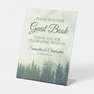 Signe De Table Pins Vert Foggy S'Il Vous Plaît Signez Notre Livre