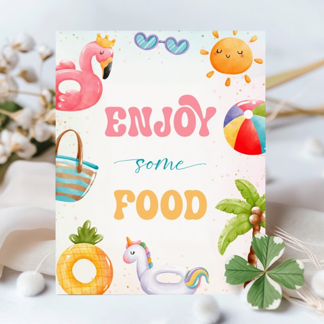 Signe De Table Piscine, Plage Anniversaire Fête Profitez De Quelq (Créateur téléchargé)