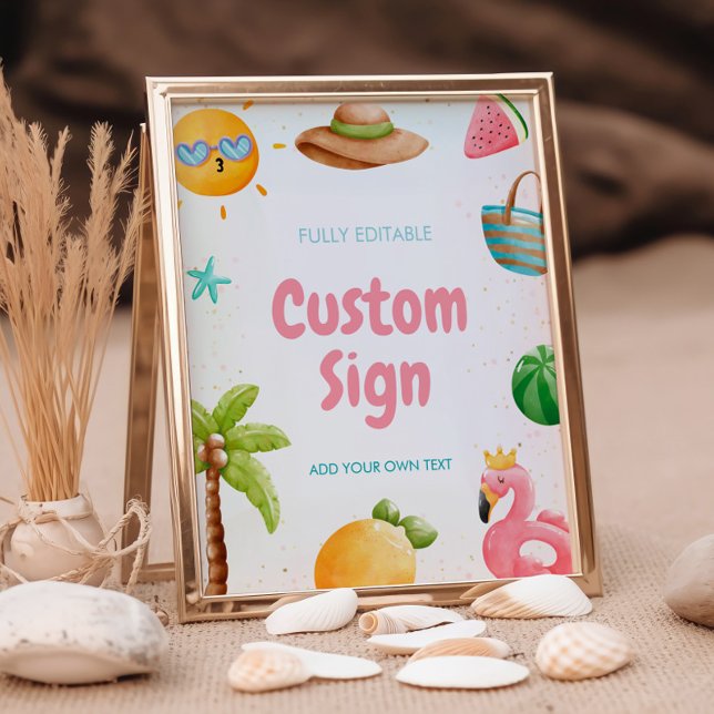 Signe De Table Piscine, Plage tropicale Symbole d'anniversaire (Créateur téléchargé)