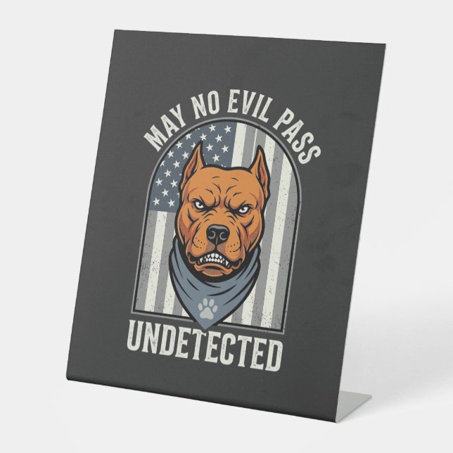 Signe De Table Pitbull Patriotique Chien de Garde (Recto)