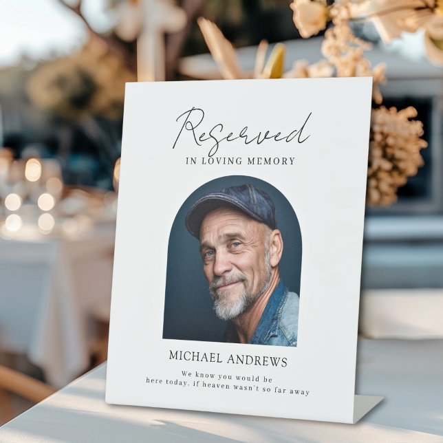 Signe De Table Place réservée - Mariage Mémorial Photo (Reserved Seat - Photo Memorial Wedding Pedestal Sign)