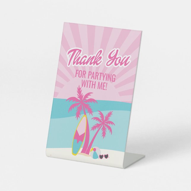 Signe De Table Plage Besties Fêtons Rose anniversaire (Recto)