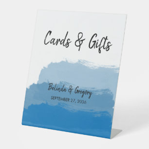 Signe De Table Plage Bleu Aquarelle Mariage Cartes et Cadeaux