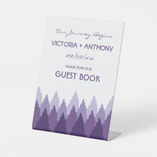 Signe De Table Plage de forêt violet Mariage de bois