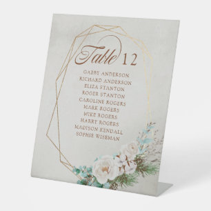 Signe De Table Plan de table de mariage Rose blanche de verdure h