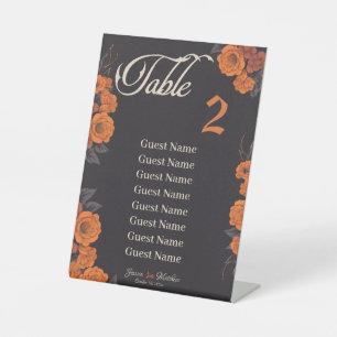 Signe De Table Plan de table individuel pour Orange Flowers