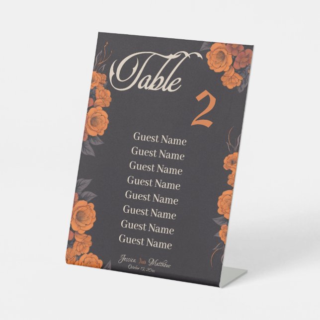 Signe De Table Plan de table individuel pour Orange Flowers (Recto)