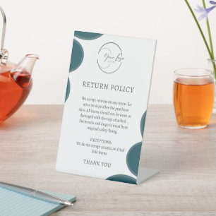 Signe De Table Plaque de politique de retour de produits de verdu