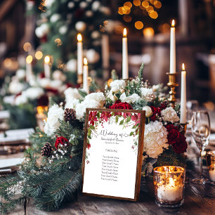 Signe De Table Poinsettia Rouge Écarpe Invités Floraux Assis