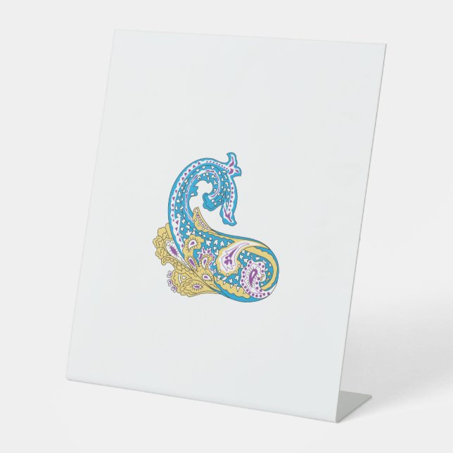 Signe De Table Point, Sherpa Blue, Design de sable doré (Recto)