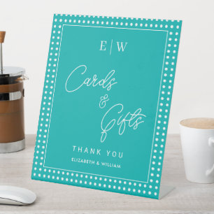 Signe De Table Points blancs sur sarcelle – Mariage personnalisé