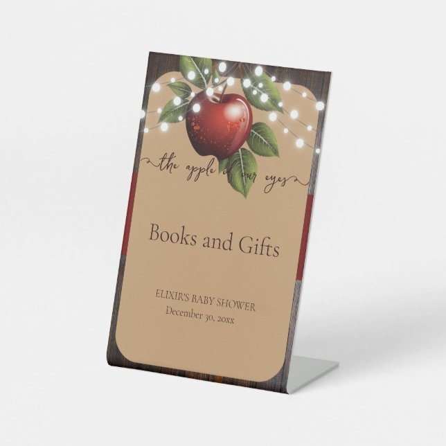 Signe De Table Pomme de notre oeil Baby shower d'automne rustique (Recto)